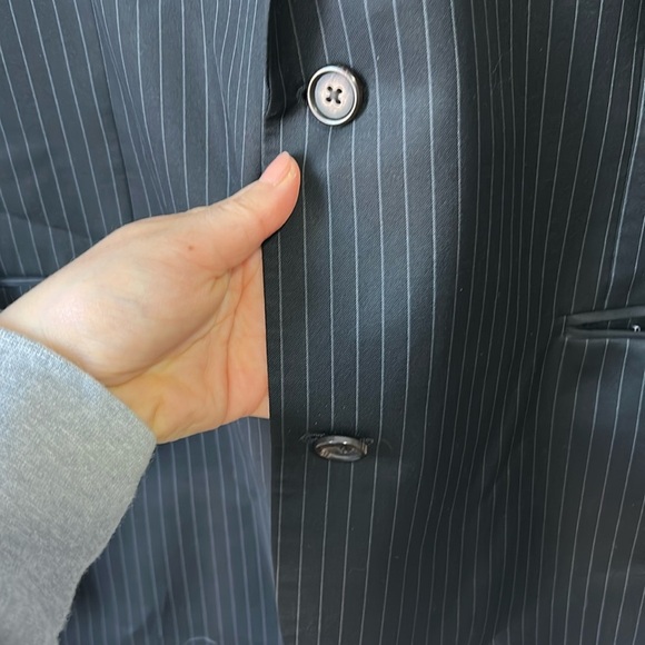 Ralph Lauren 100% wool Black Pinstripe Classic Fit Suit Jacket Blazer Sports 46L - Picture 3 of 11